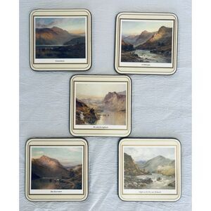 VTG PIMPERNEL Coasters ENGLAND Art Paintings Breanski Landscape Nature Set of 5